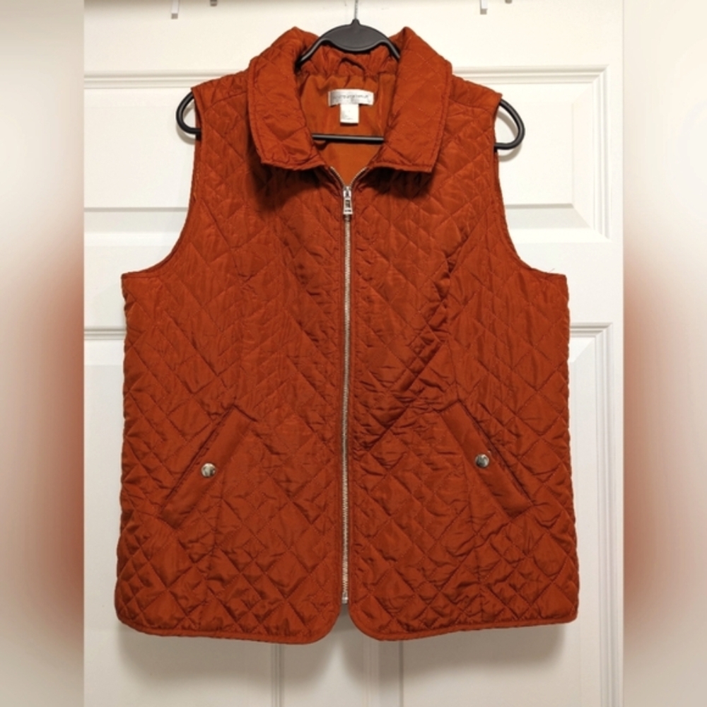 Women's L Quilted Burnt Orange Vest